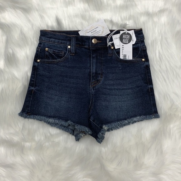 Celebrity Pink Dark Wash Mill Valley Distressed Denim Shorts, Junior’s Sz. 5/27. - Picture 2 of 9